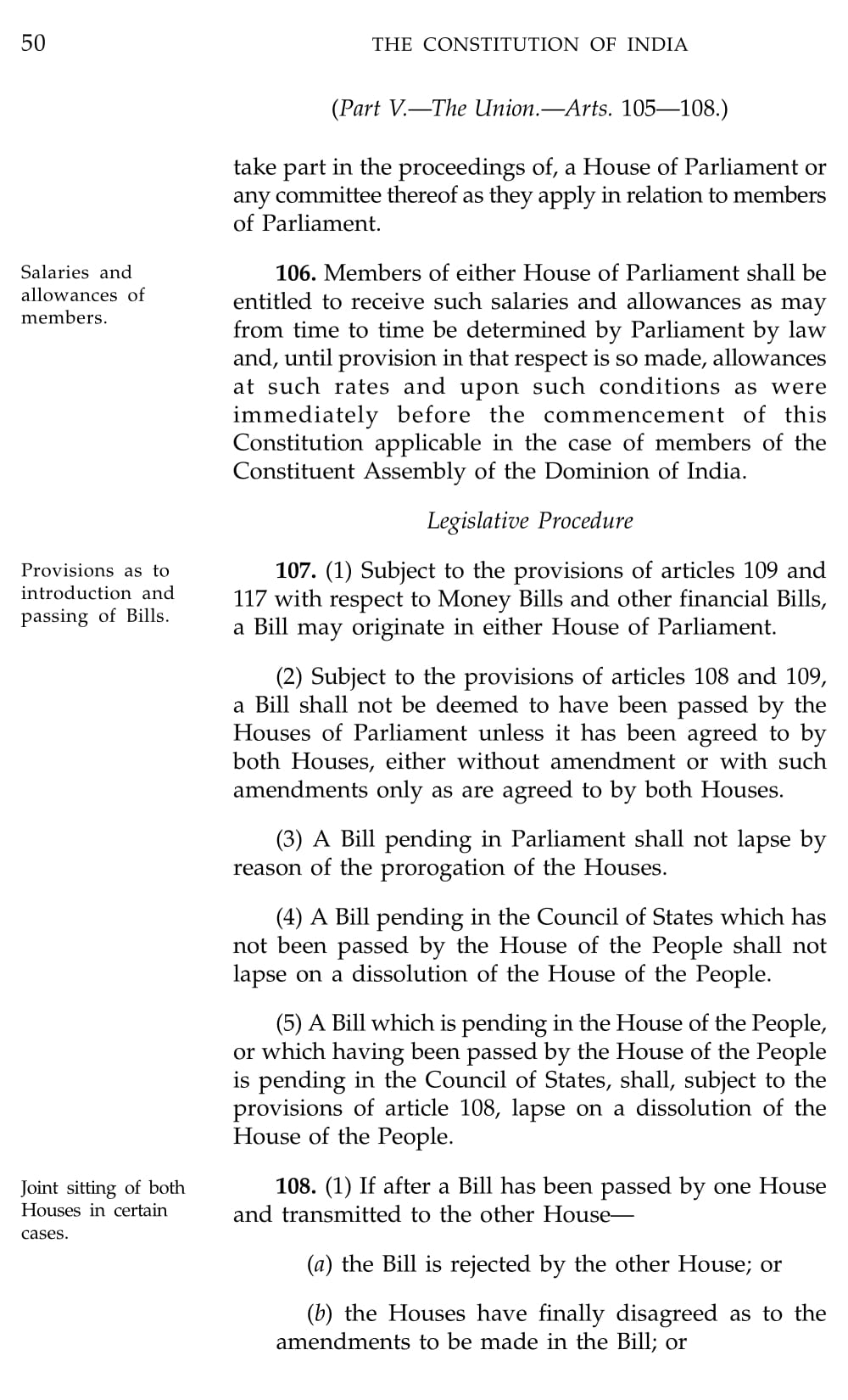 article 107 of indian constitution