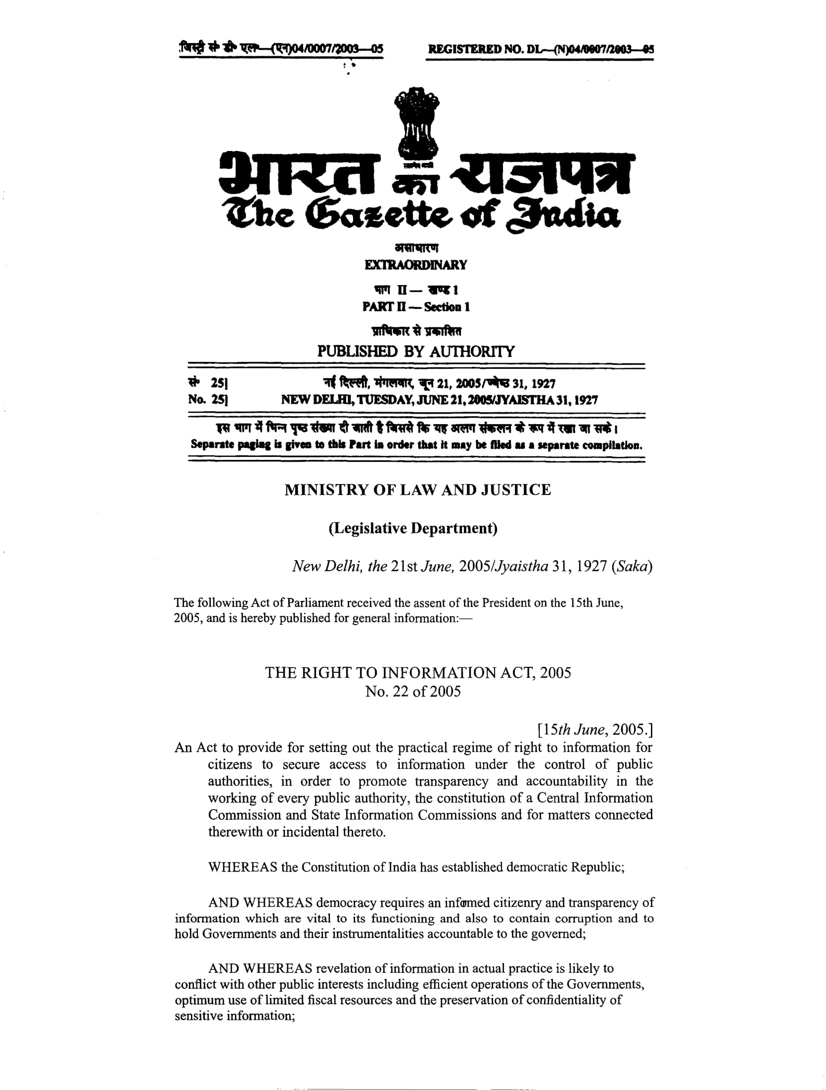 RTI Act 2005 - Right to Information Act PDF-01